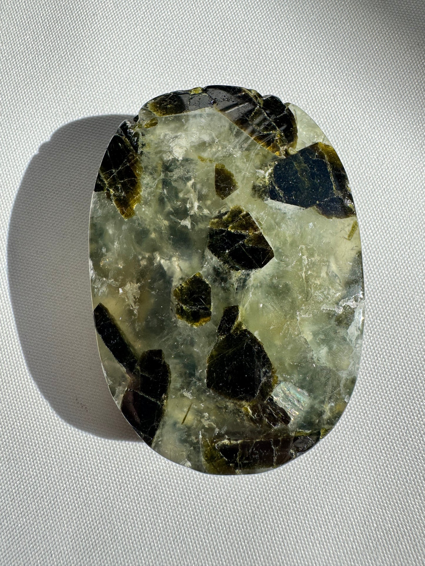 Prehnite Crystal Palm Stone