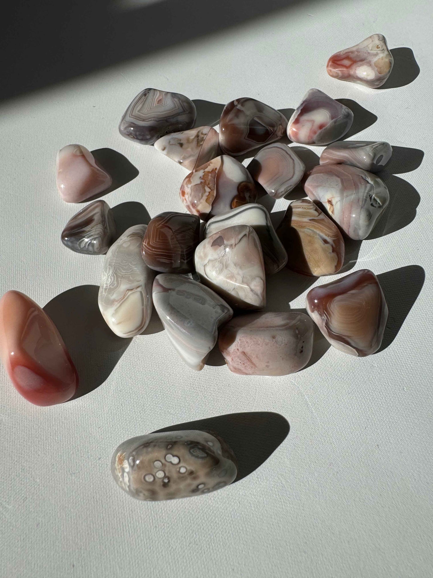 Pink Botswana Agate tumble stones Ideal for collectors | crystal healing | Bespoke Crystals NZ.