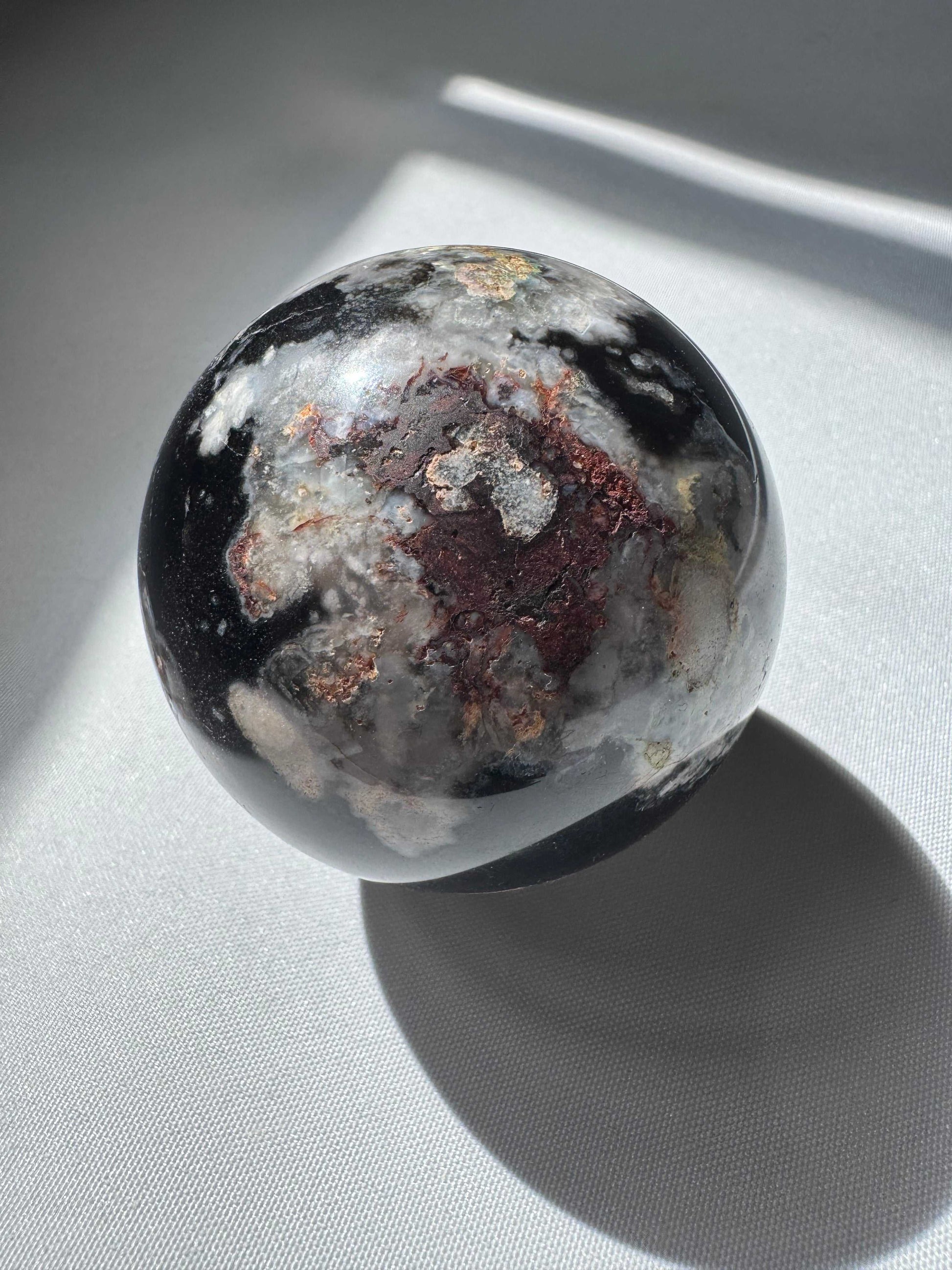 Black Flower Agate Sphere | Bespoke Crystals