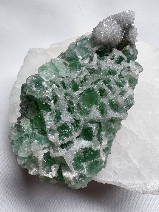 Green Sugar Cubic Fluorite CrystalCluster #1