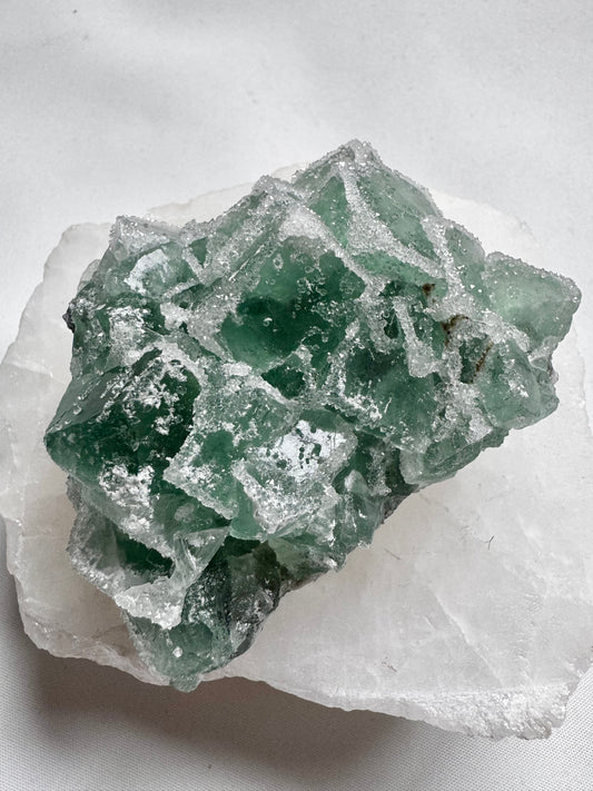 Green Sugar Cubic Fluorite Crystal Cluster #2
