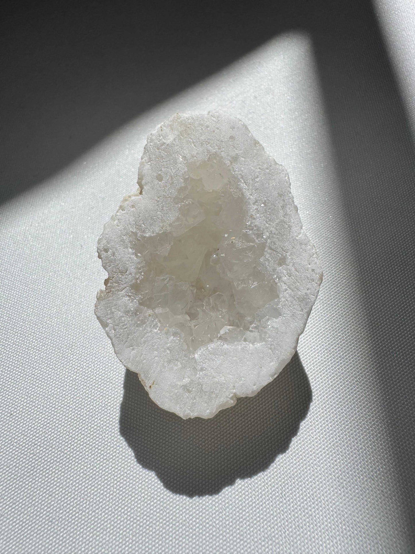 Small Quartz Crystal Geode Half with sparkling druzy interior | Crystals NZ