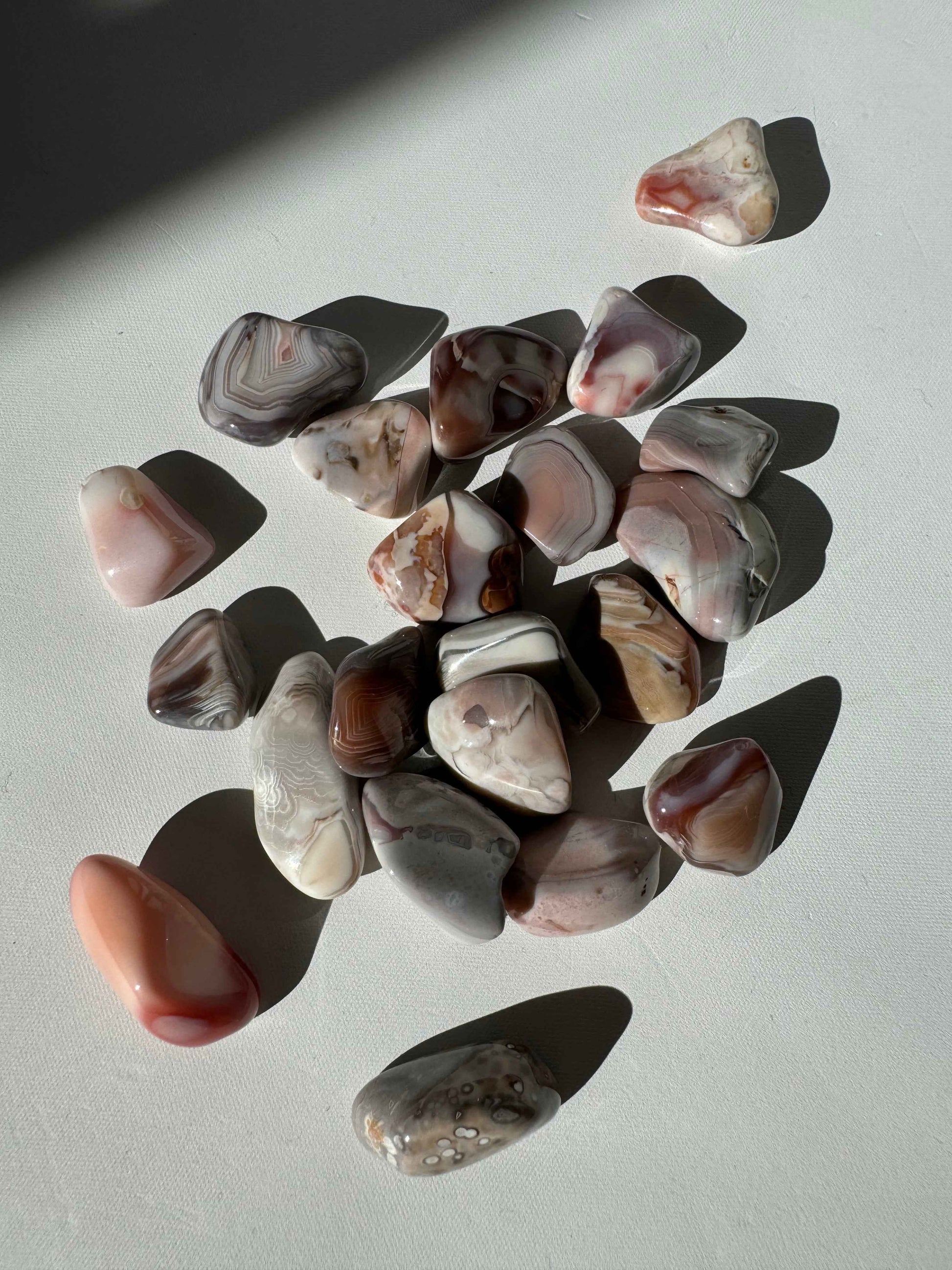 Pink Botswana Agate tumble stones | Bespoke Crystals NZ offers these unique crystal stones.