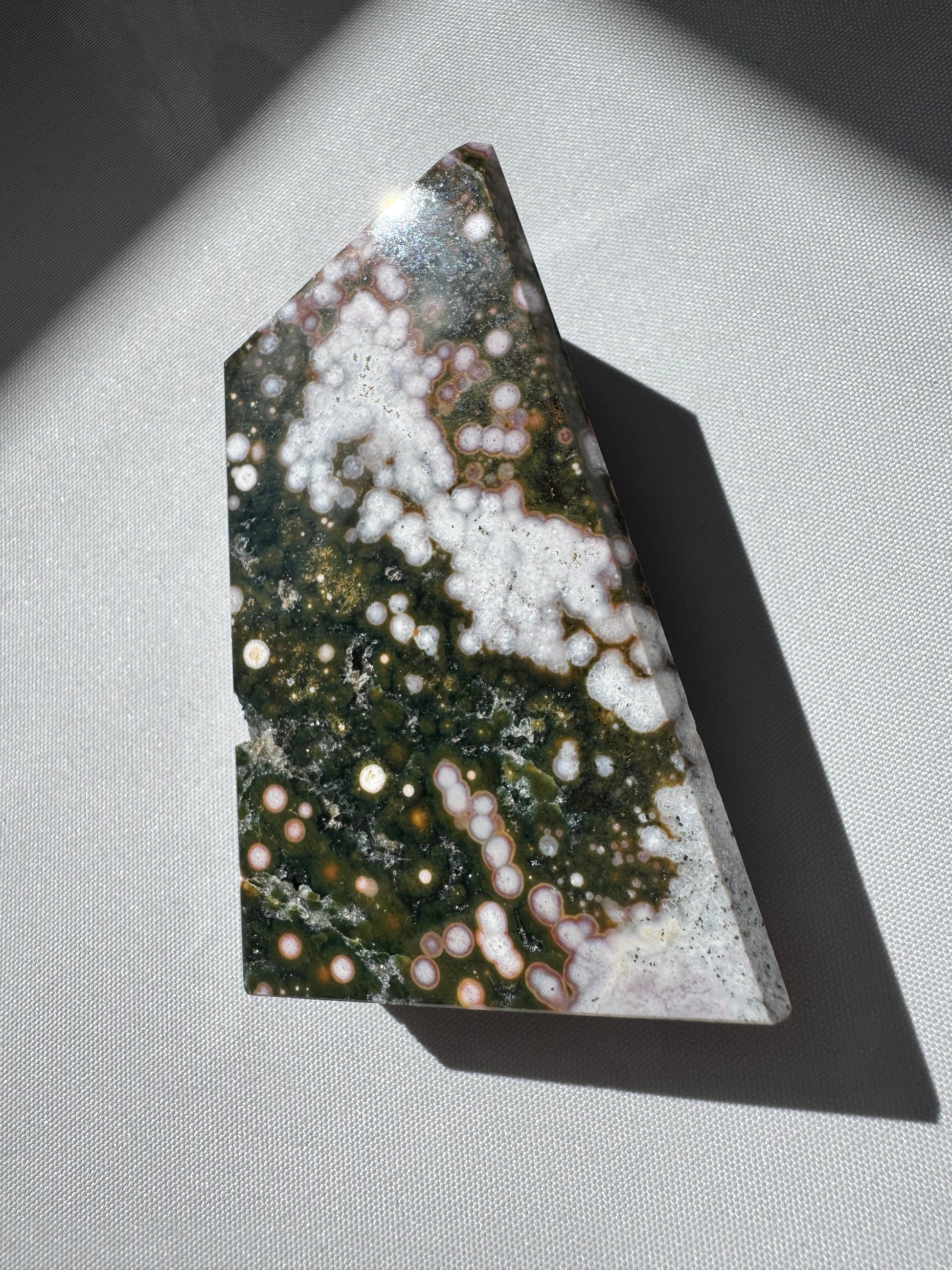 Triangular Orbicular Ocean Jasper Crystal Freeform #A5 | Bespoke Crystals