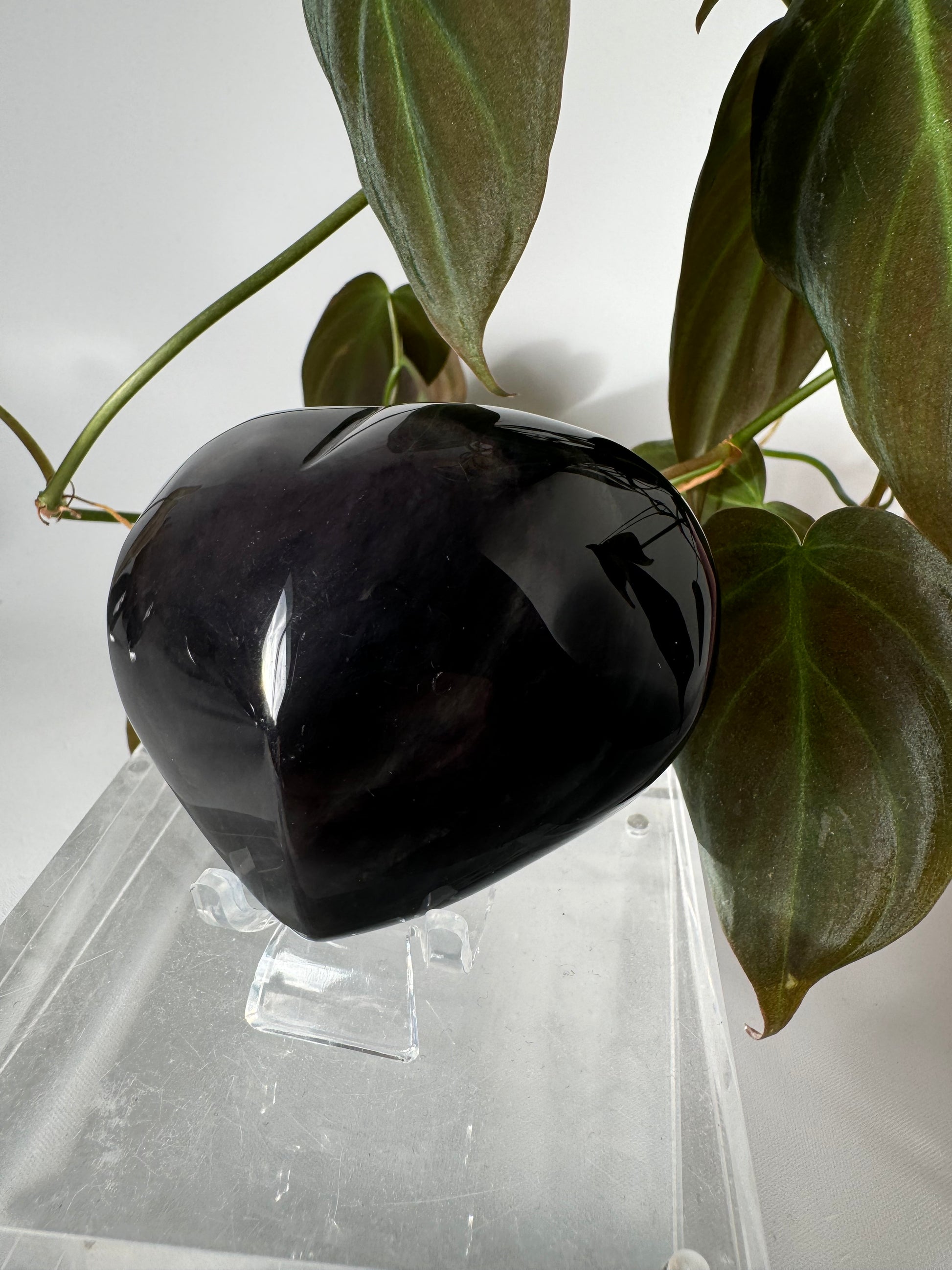 Rainbow Obsidian Crystal Heart #4 with subtle iridescent hues | Bespoke Crystals