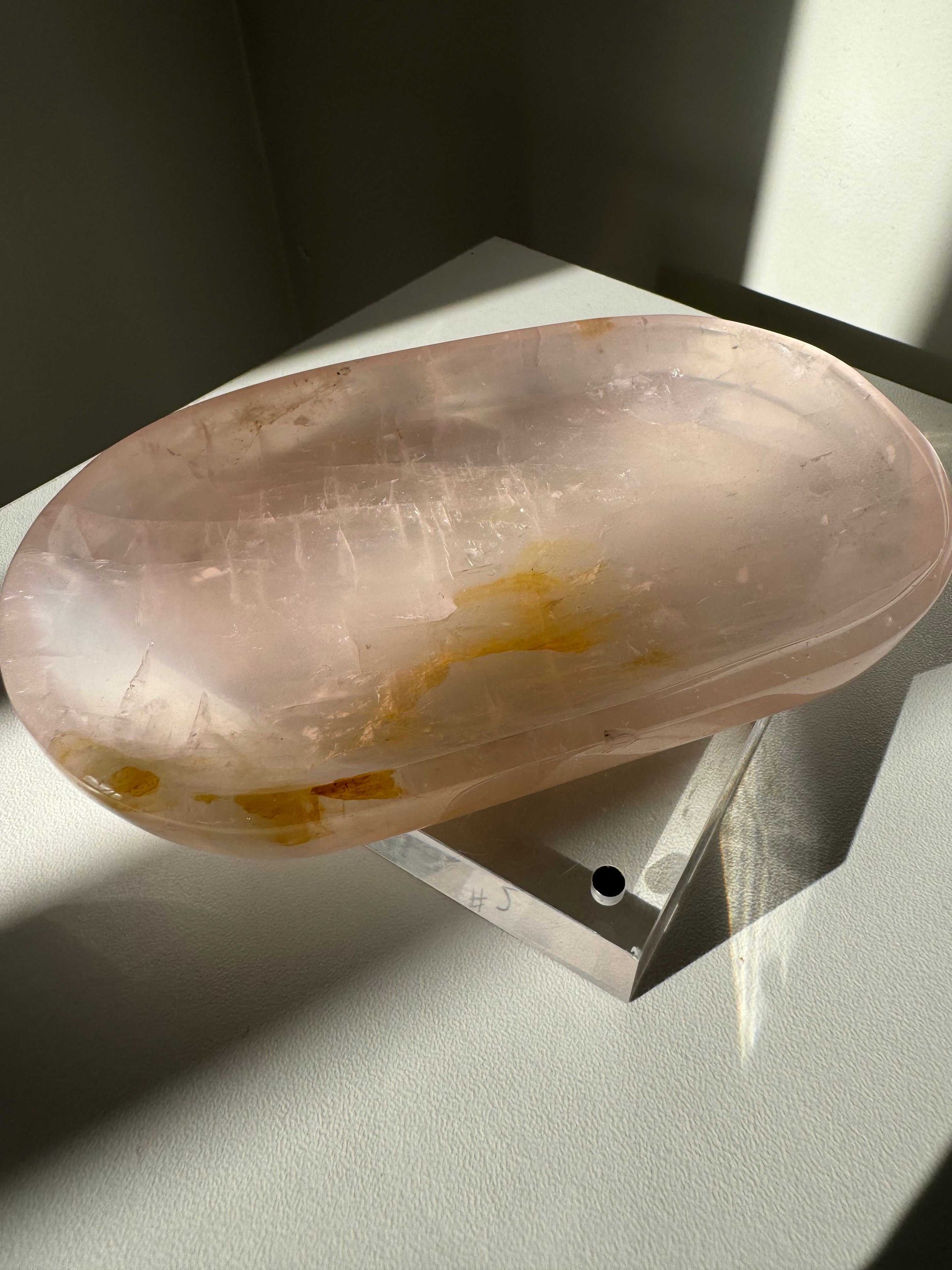 Polished Rose Quartz Crystal Dish #3