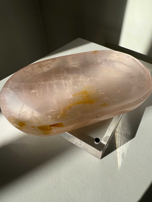 Polished Rose Quartz Crystal Dish #3
