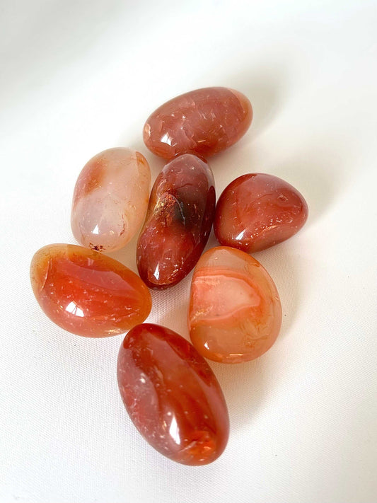 Carnelian Tumble Stones Large in vibrant orange and red hues, ideal for boosting vitality, creativity, and Sacral Chakra energy | Shop Online at Bespoke Crystals NZ