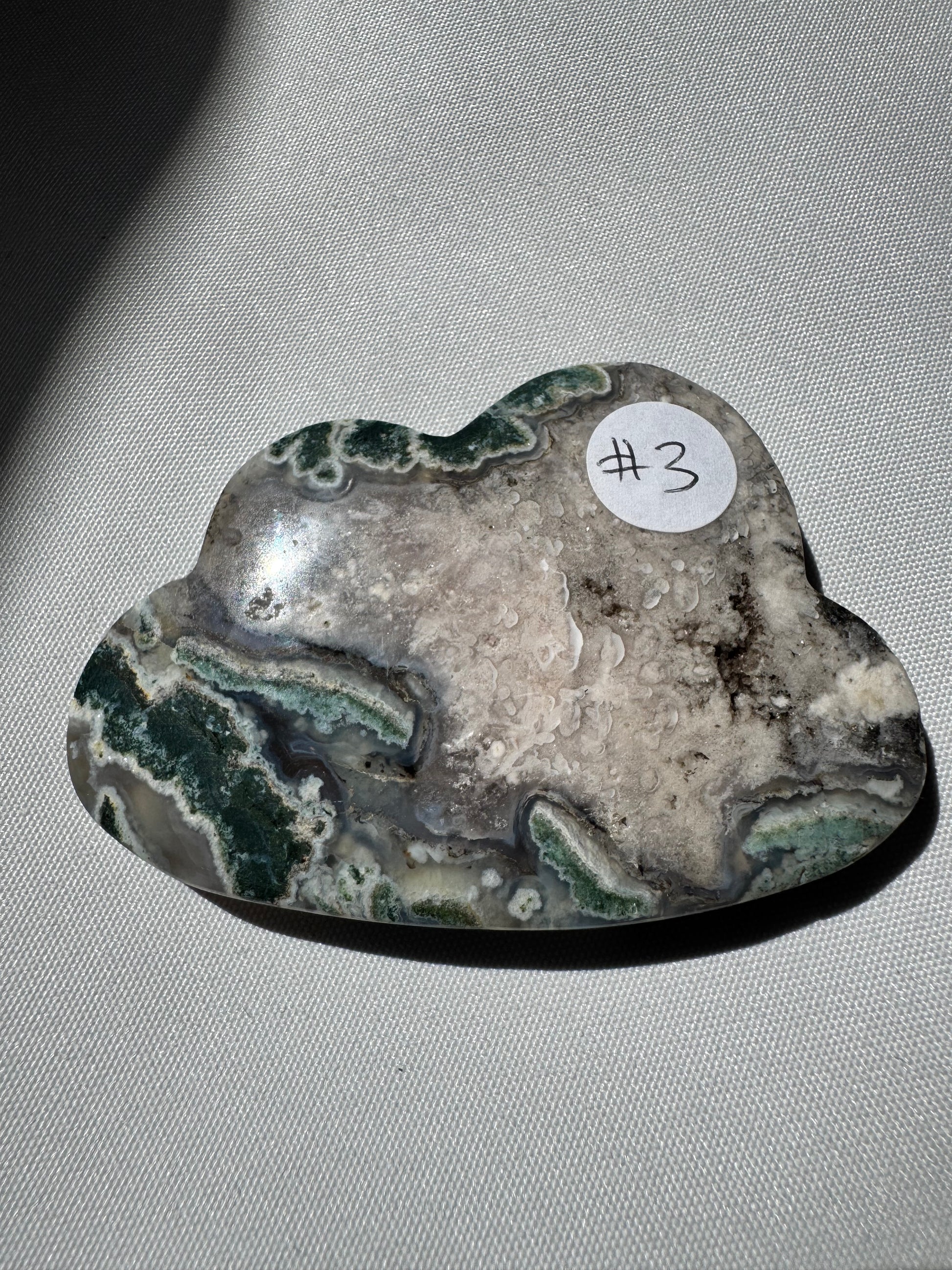 Moss Agate Crystal Cloud #3 A grounding crystal piece for emotional support and creative spaces | Bespoke Crystals Online Auc