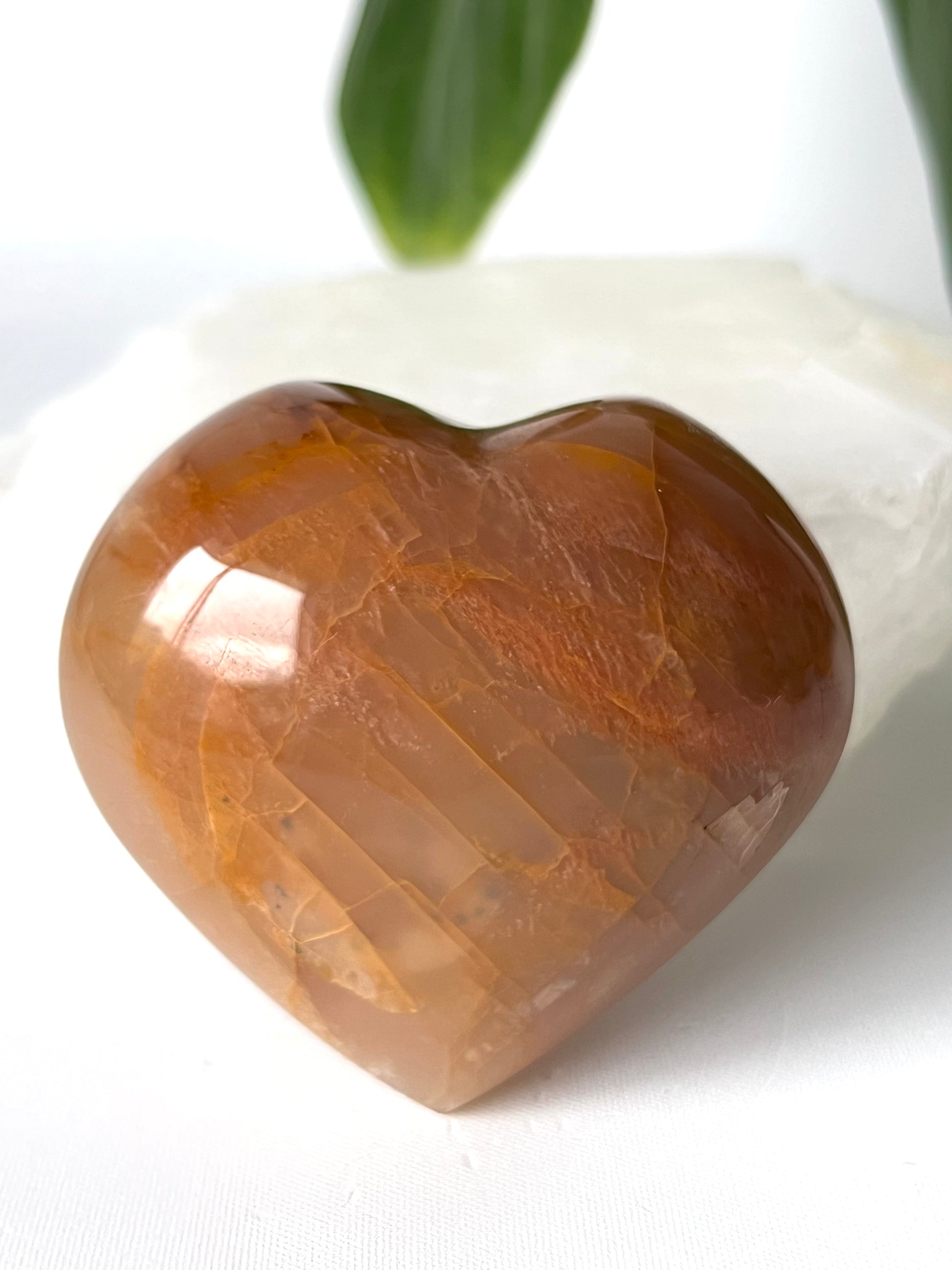 Peach Moonstone Heart #6 | Buy crystals online NZ.
