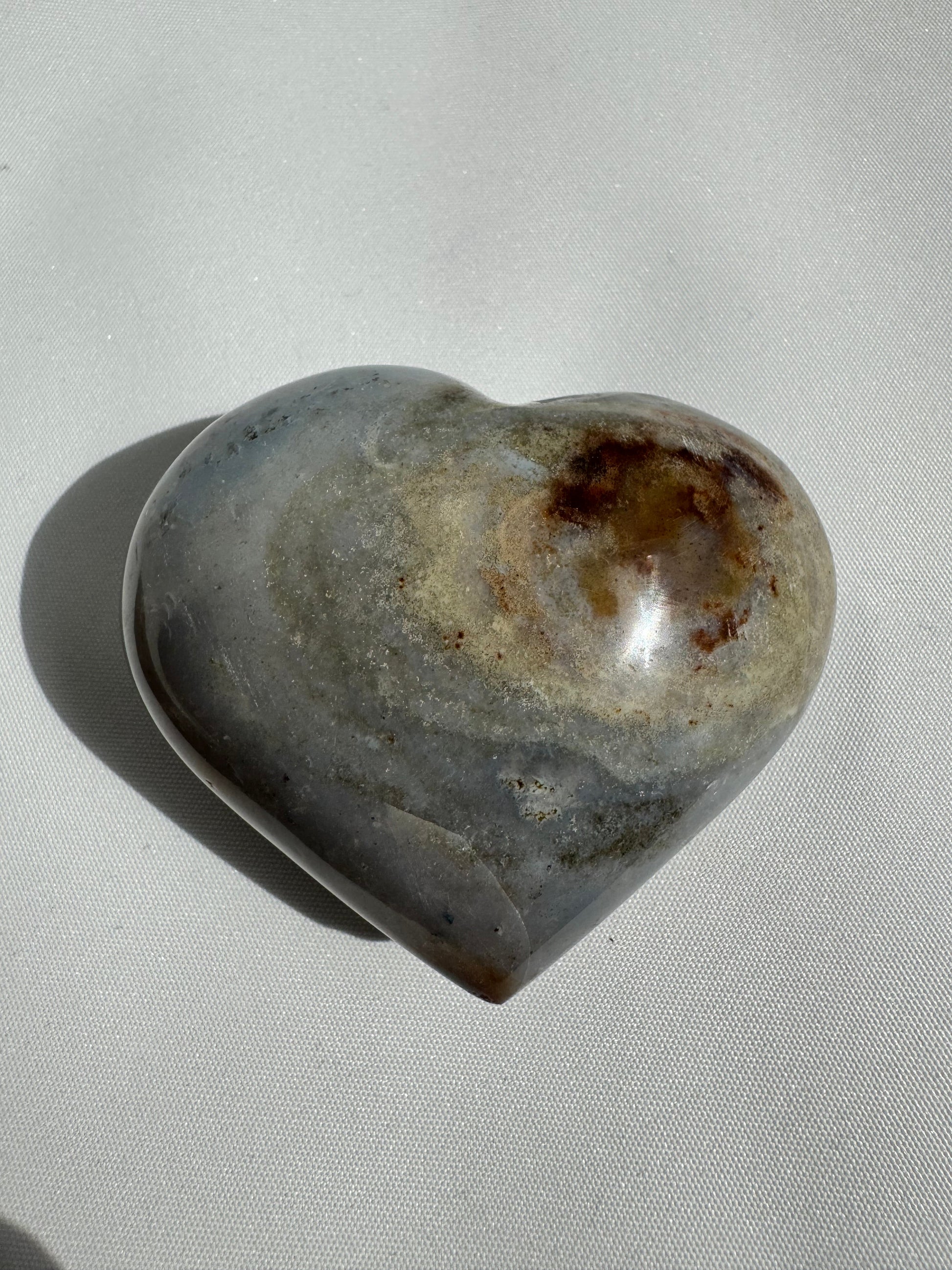 Ocean Jasper Crystal Heart #2 with swirling earthy tones and polished finish, ideal for collectors of rocks and crystals
