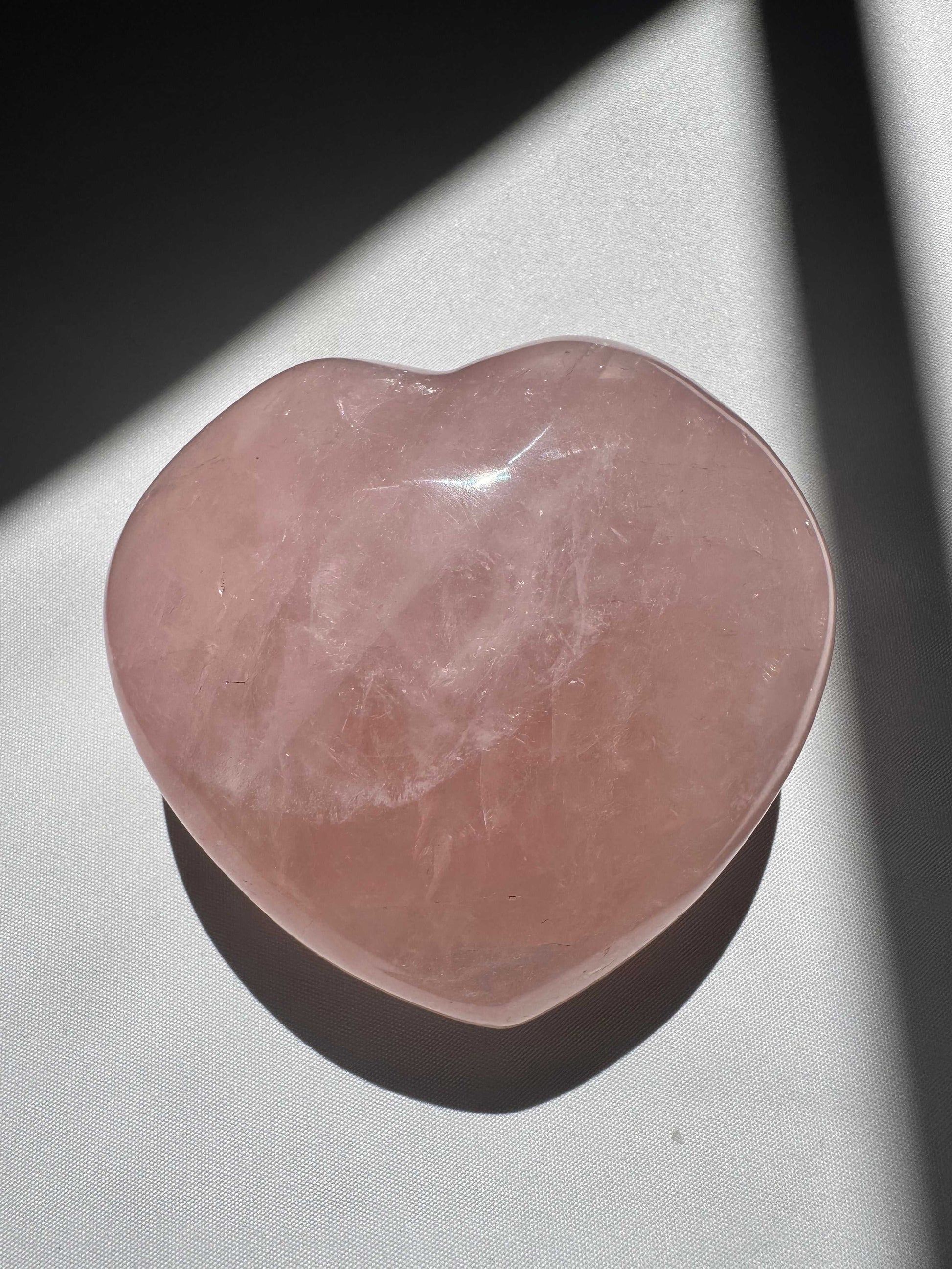 Bespoke Large Rose Quartz Crystal Heart | A serene collectible for love, positivity, and spiritual wellness.