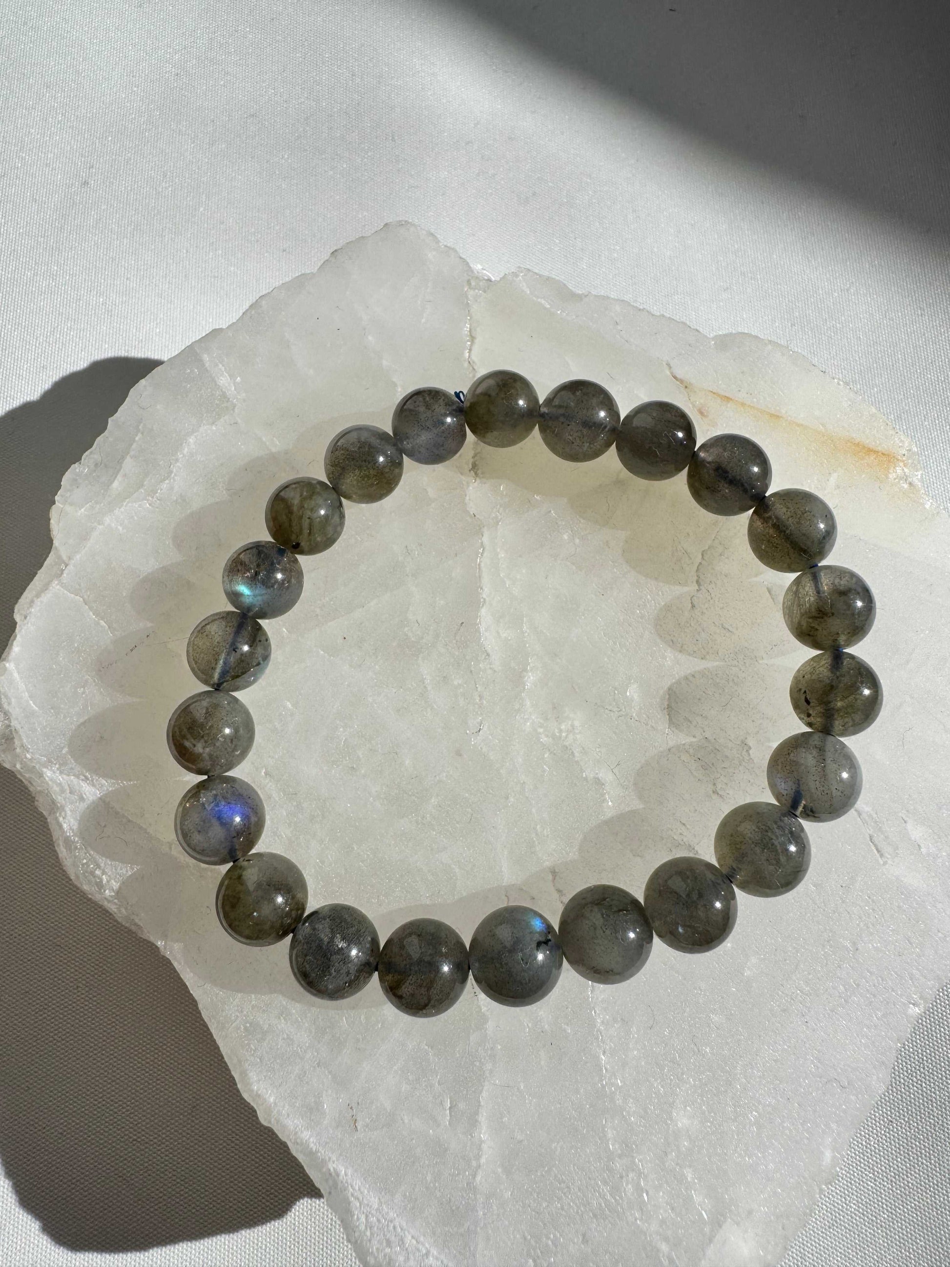Healing Labradorite Crystal Bracelet with iridescent beads