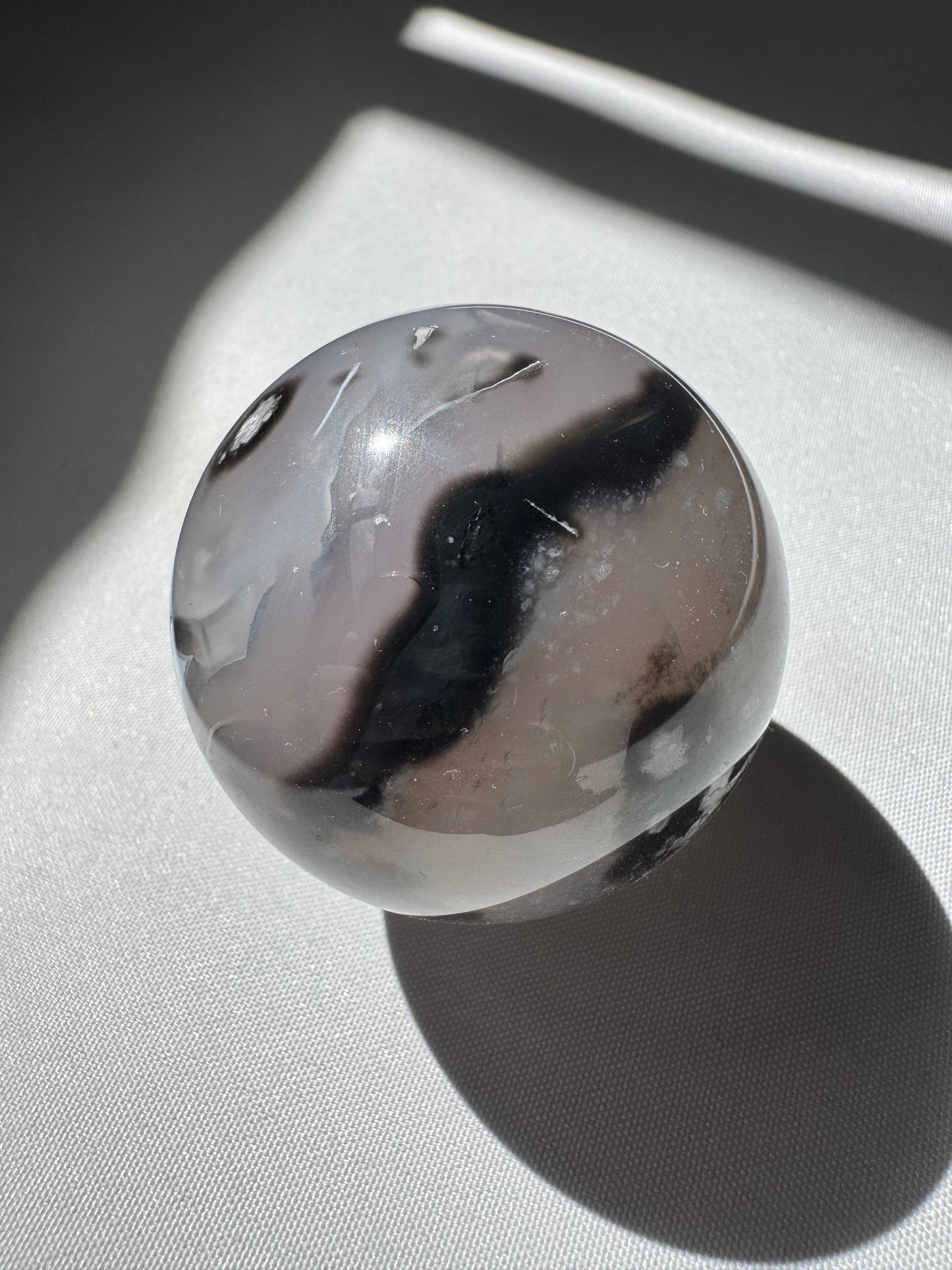 Black Flower Agate Sphere