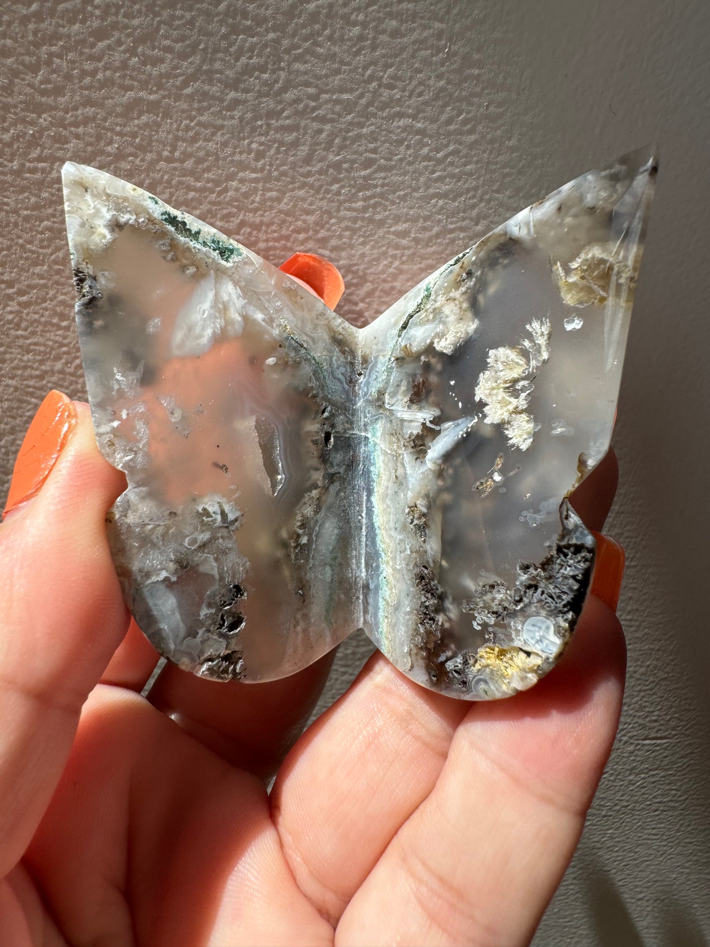 Moss Agate Crystal Butterfly