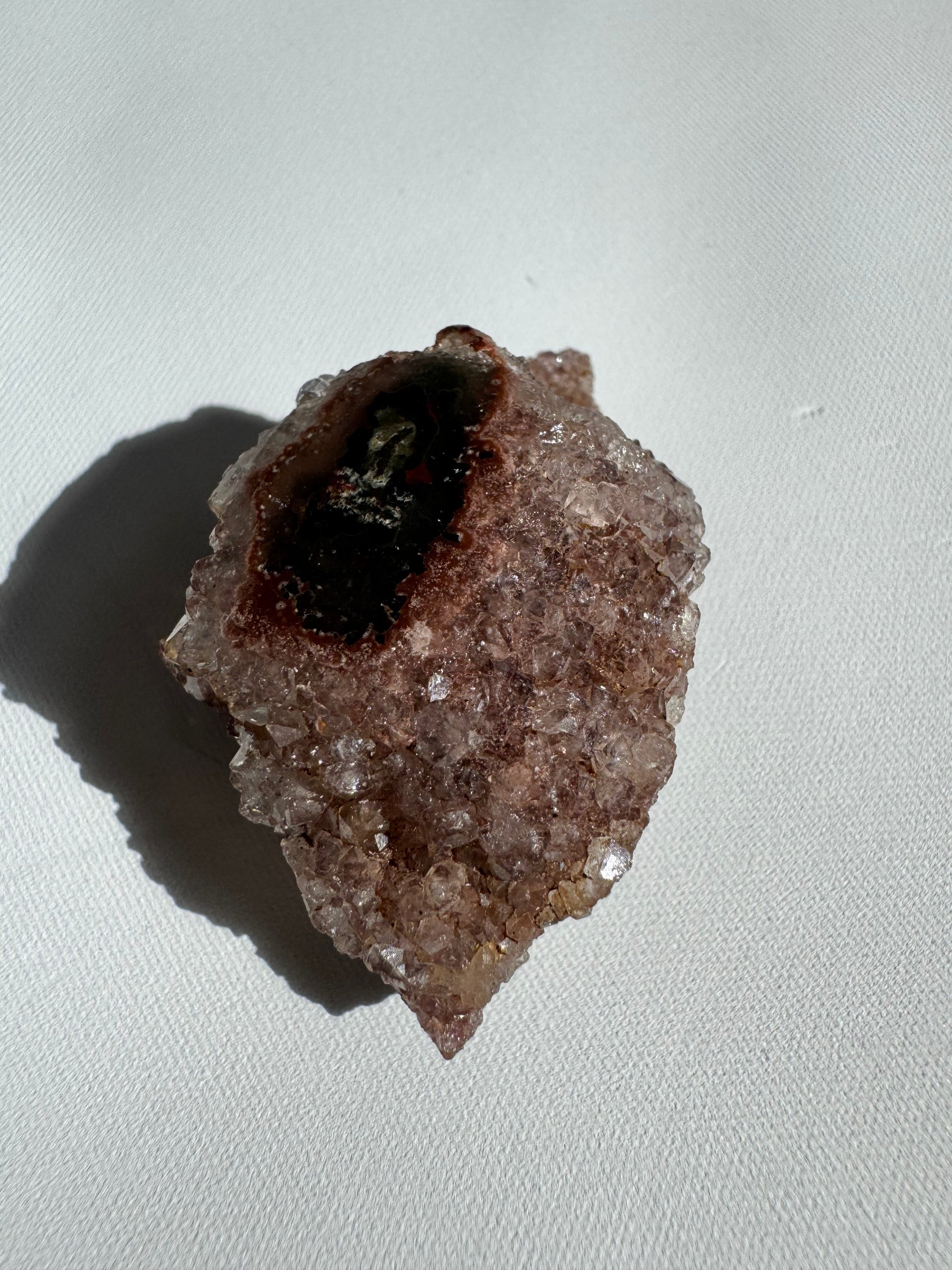 Amethyst Crystal Stalactite Grade A with reddish-brown outer layer and dark green core, a unique piece for rock and mineral collectors.