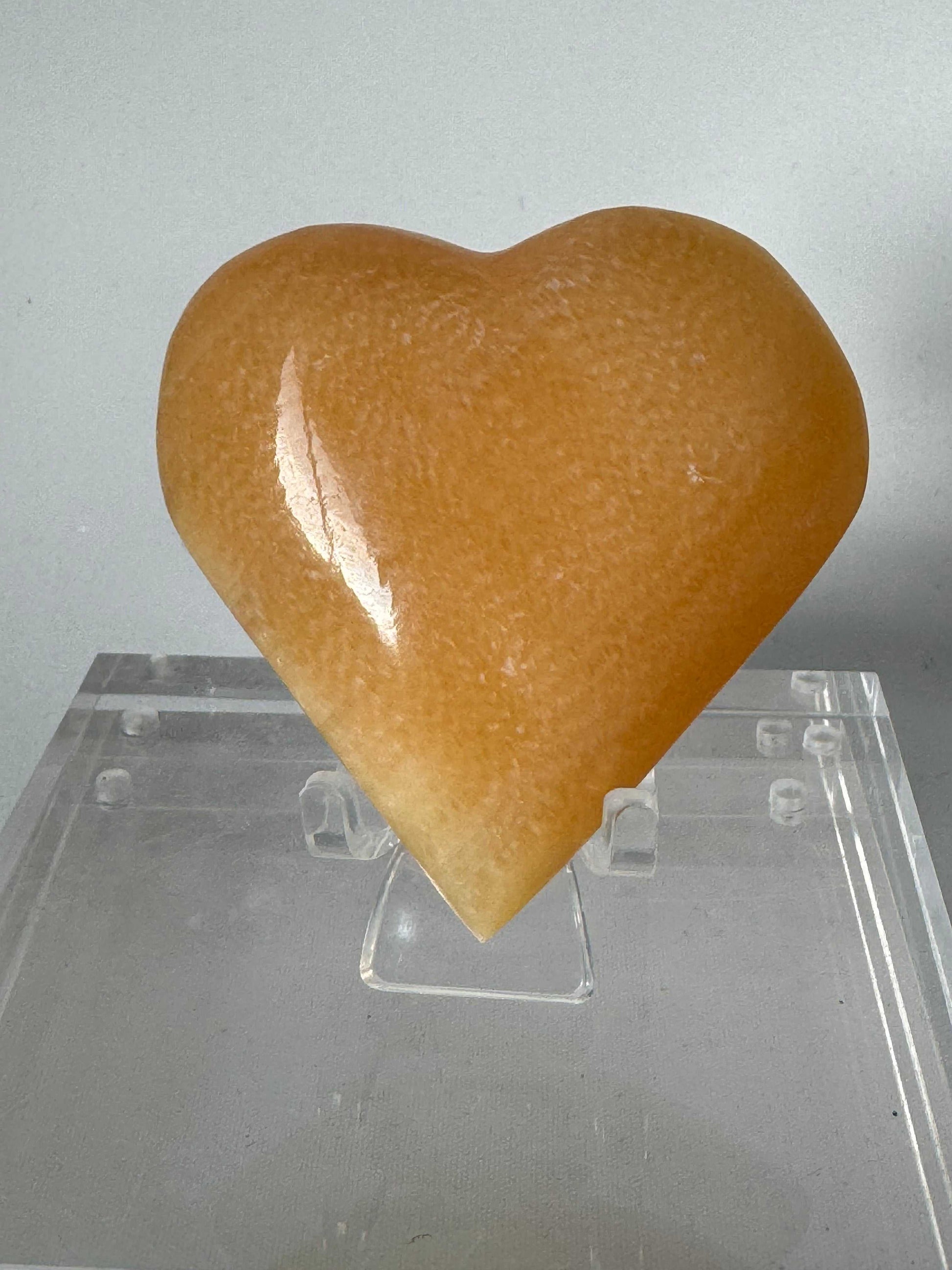 Polished Orange Calcite Crystal Heart | Bespoke Crystals | ideal for collectors and crystal healing enthusiasts.