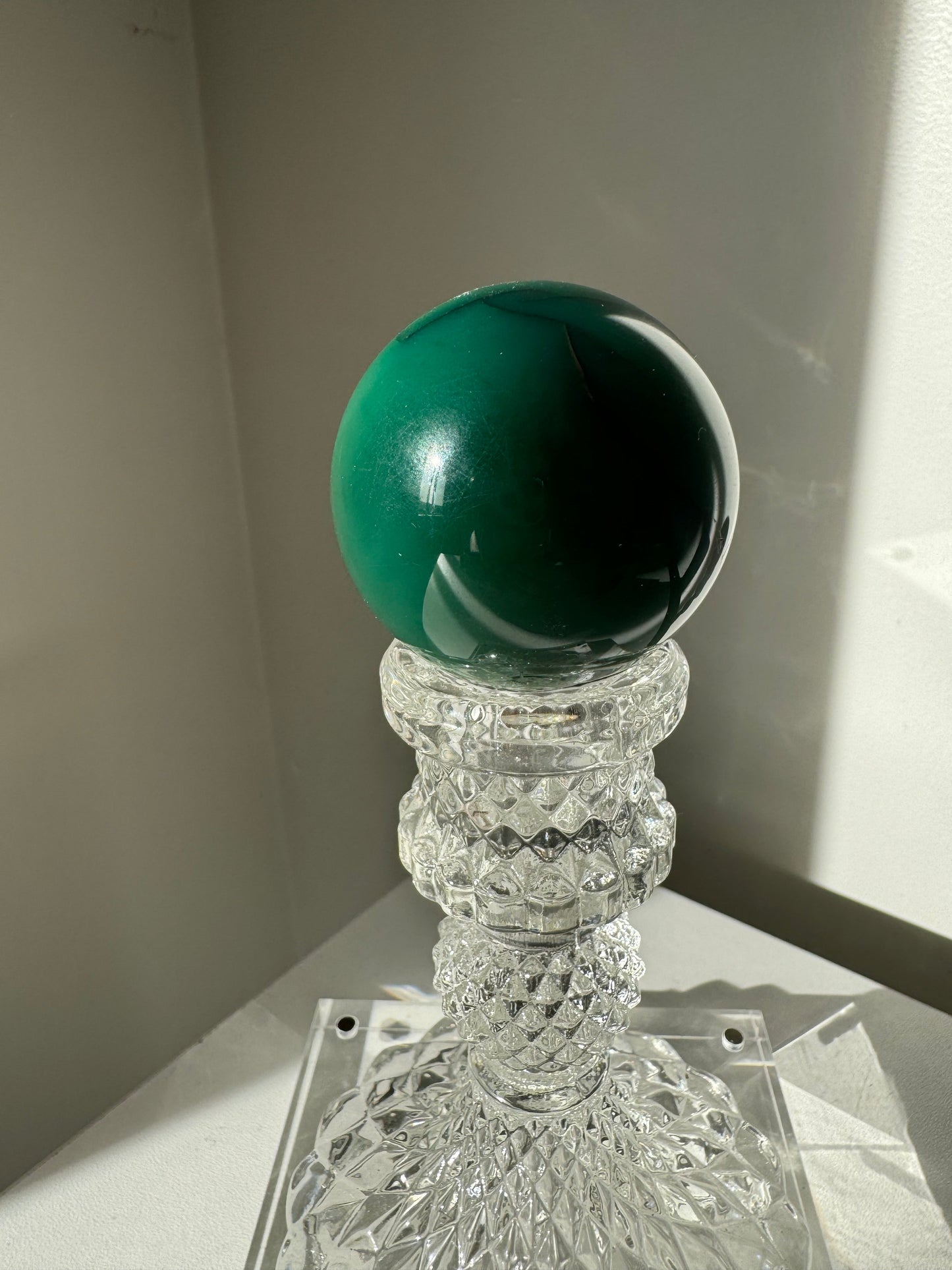 Green Flower Agate Crystal Sphere #4 featuring deep green tones and smooth polished surface |Bespoke Crystals