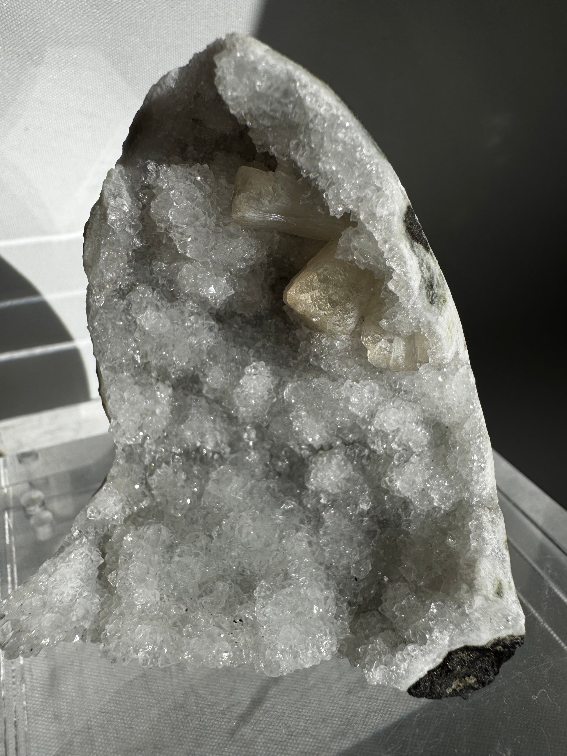 Apophyllite Crystal with Calcite