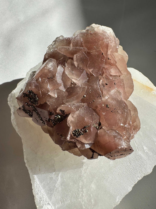 Rare Pink Benz Calcite Crystal with Chalcopyrite #2