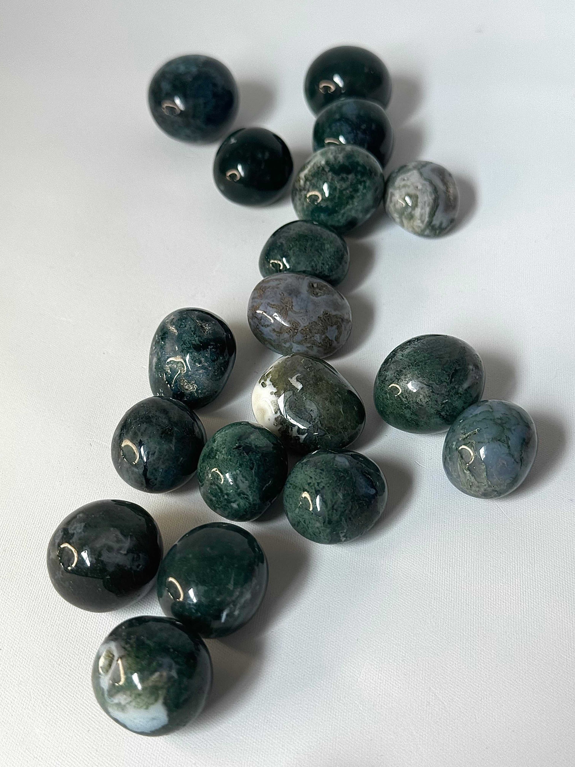 Moss Agate Crystal Tumble Stones | Bespoke Crystals