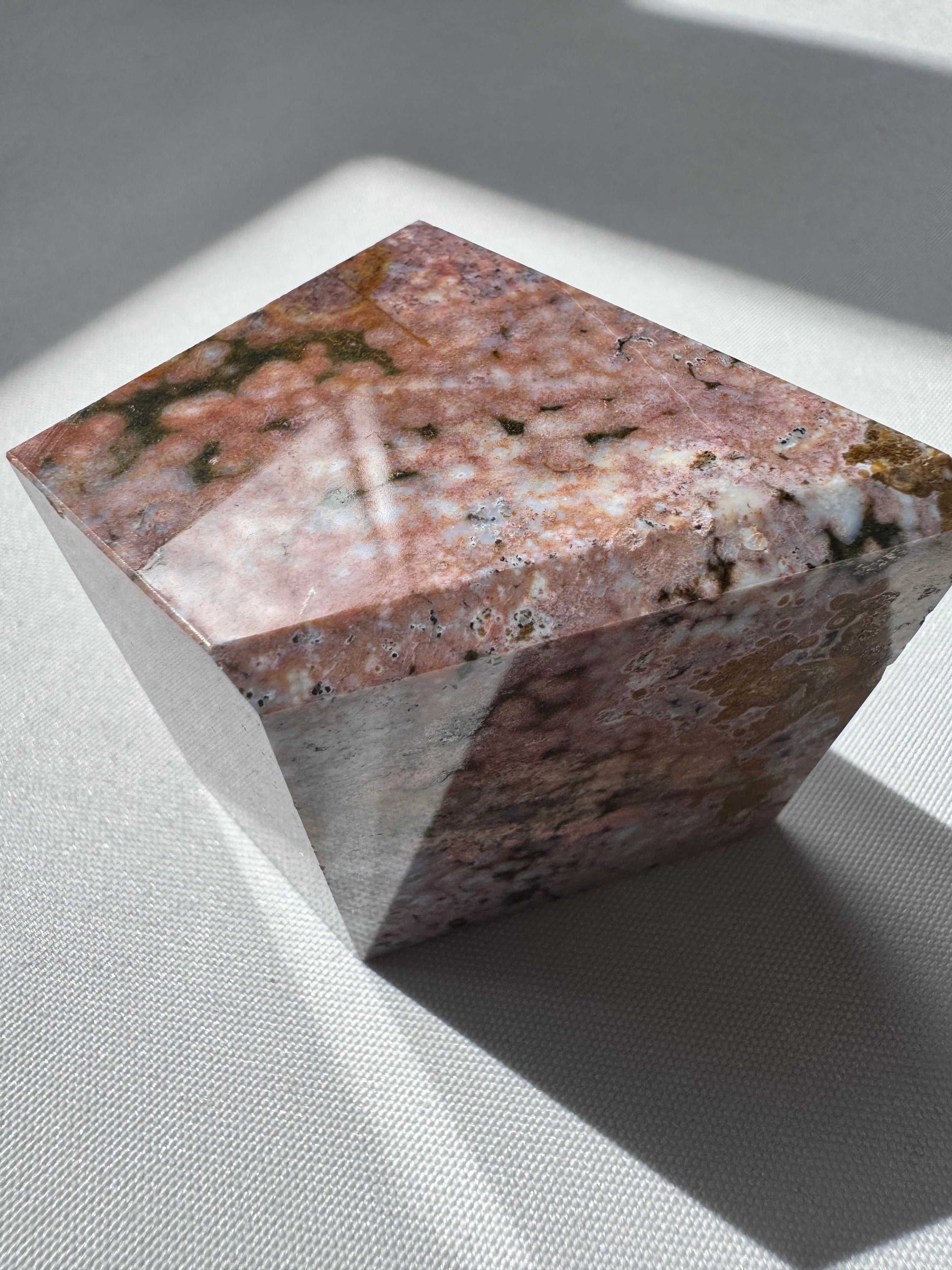 Side angle of Orbicular Ocean Jasper Crystal Freeform #A9 | Bespoke Crystals