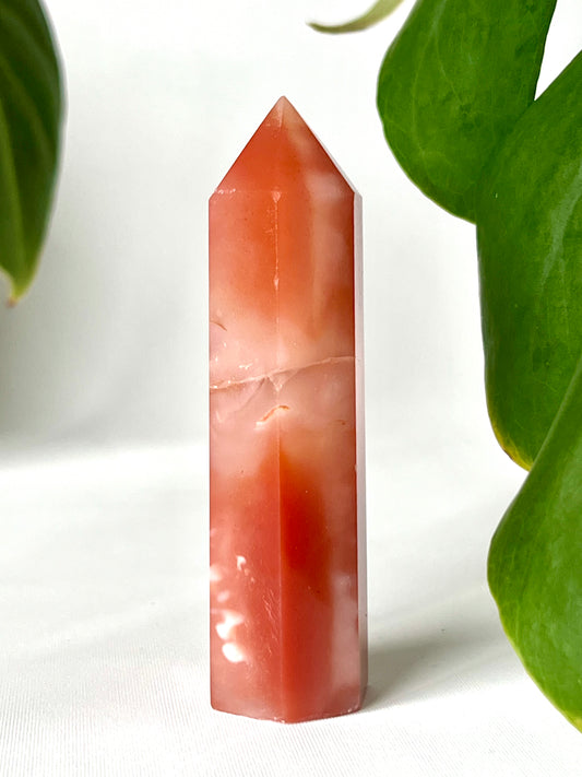 Flower Agate with Carnelian Crystal Point | Bespoke Crystals #1