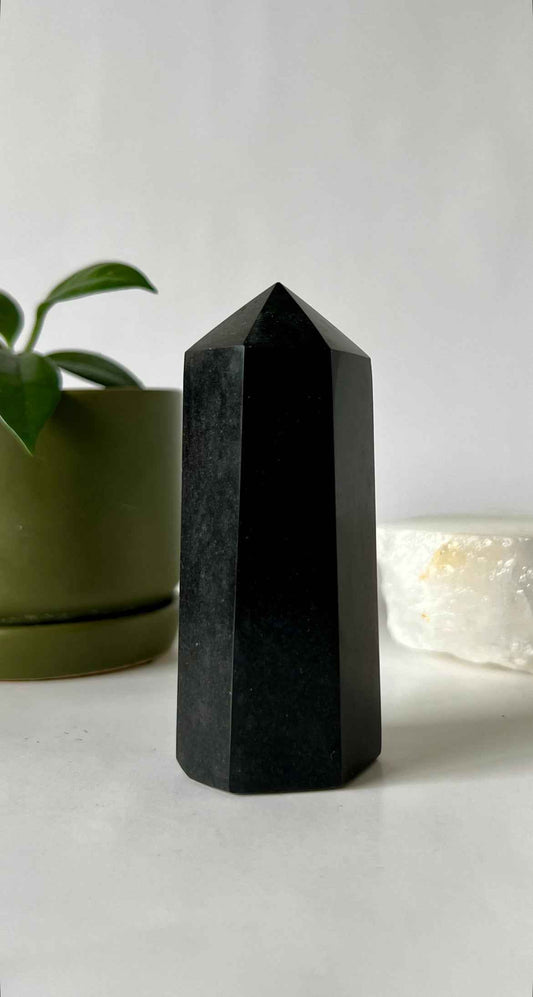 Black Tourmaline Tower for protection and self-confidence, Ideal for grounding and energy cleansing | Bespoke Crystals NZ