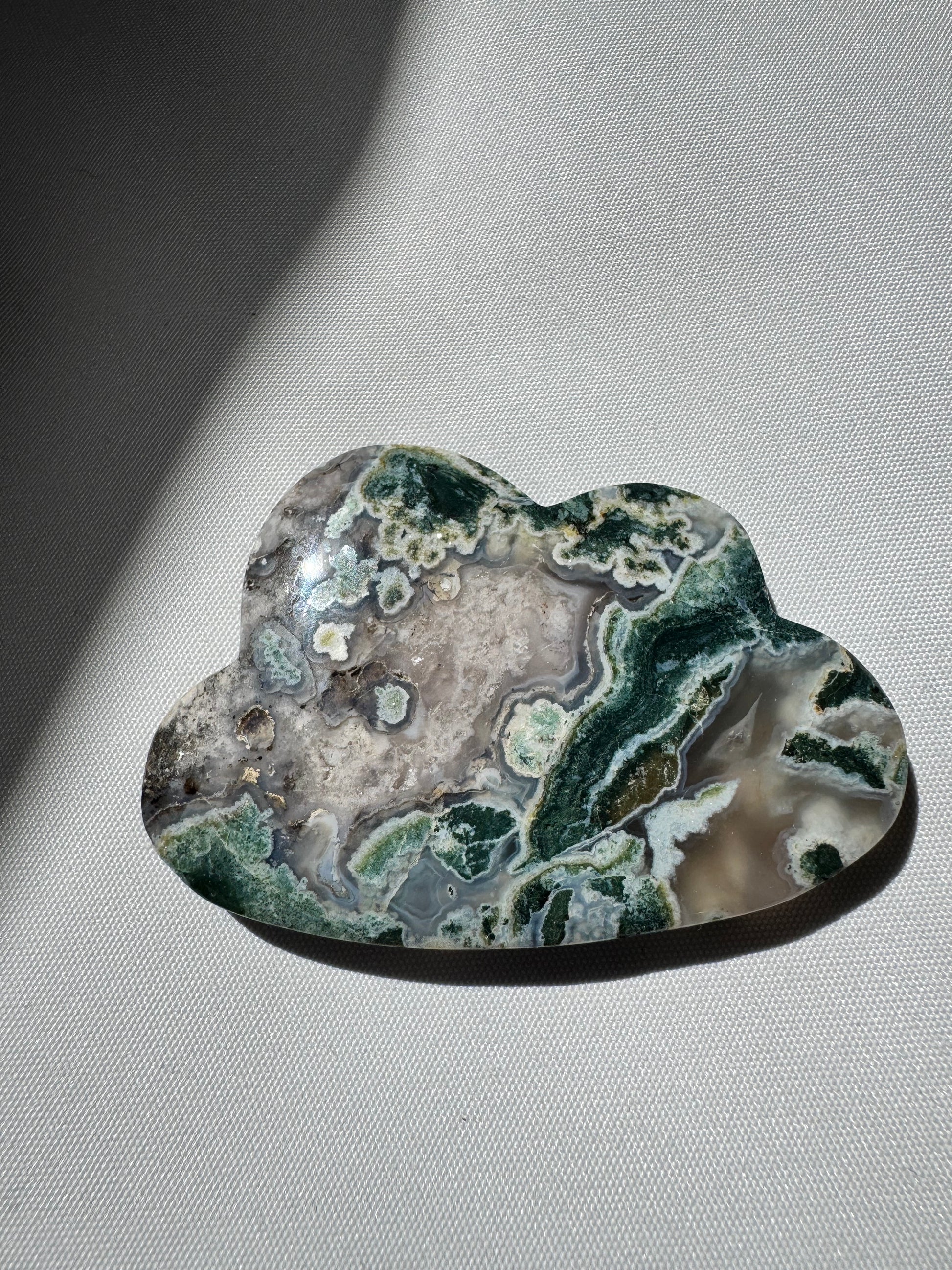 Moss Agate Crystal Cloud | A freeform collectible crystal for spiritual balance and decor | Bespoke Crystals Auckland