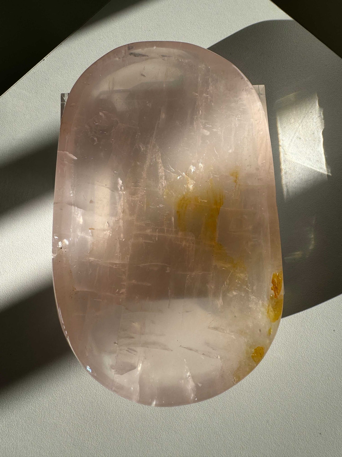 Top view of Rose Quartz Crystal Dish #3