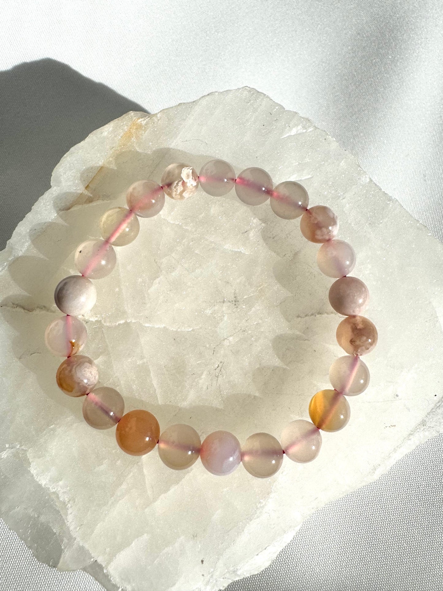 Flower Agate Bracelet 8mm