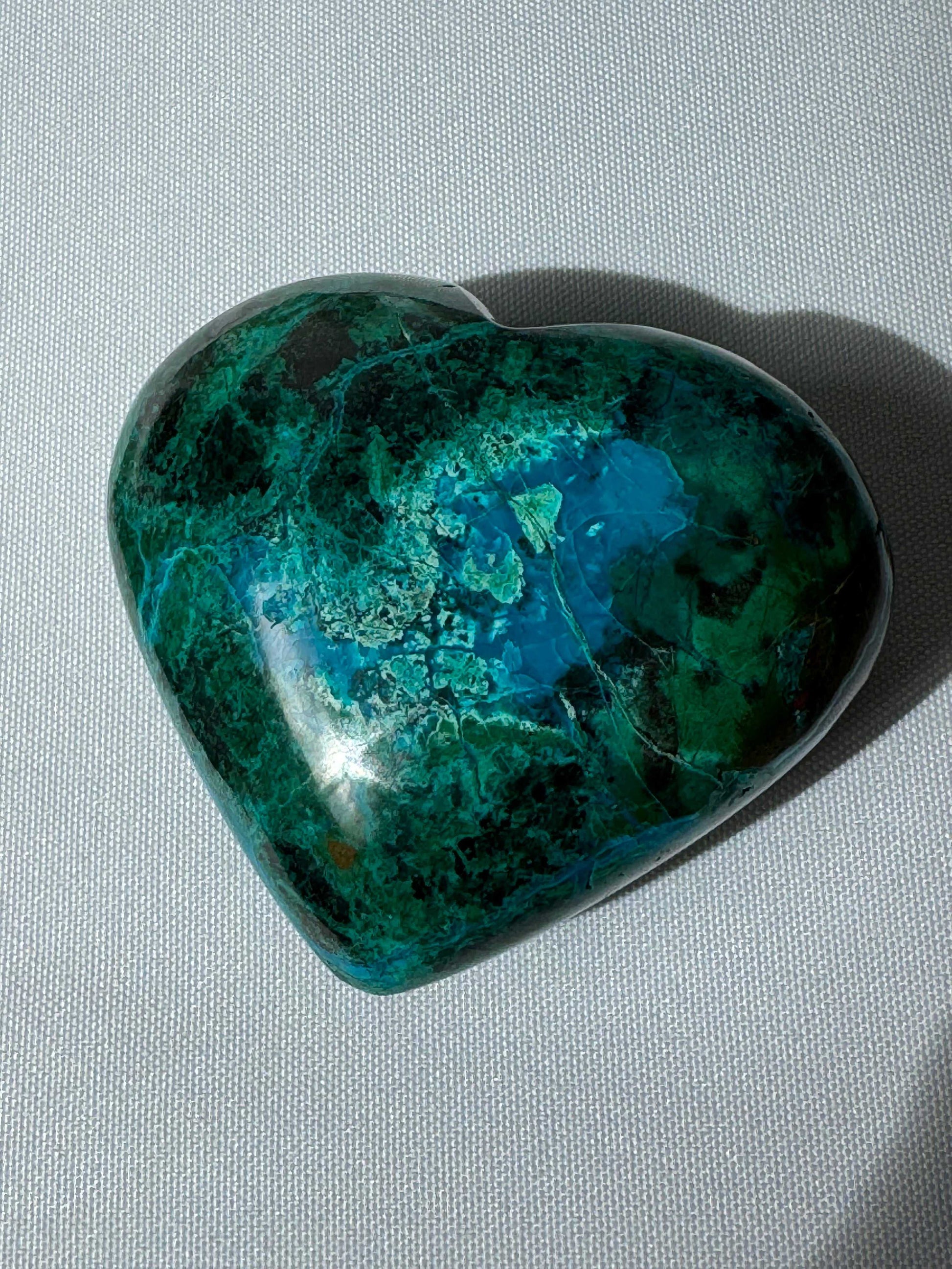 Chrysocolla-infused Malacolla Heart #6 | Bespoke Crystals with vivid blue-green tones and intricate mineral veining