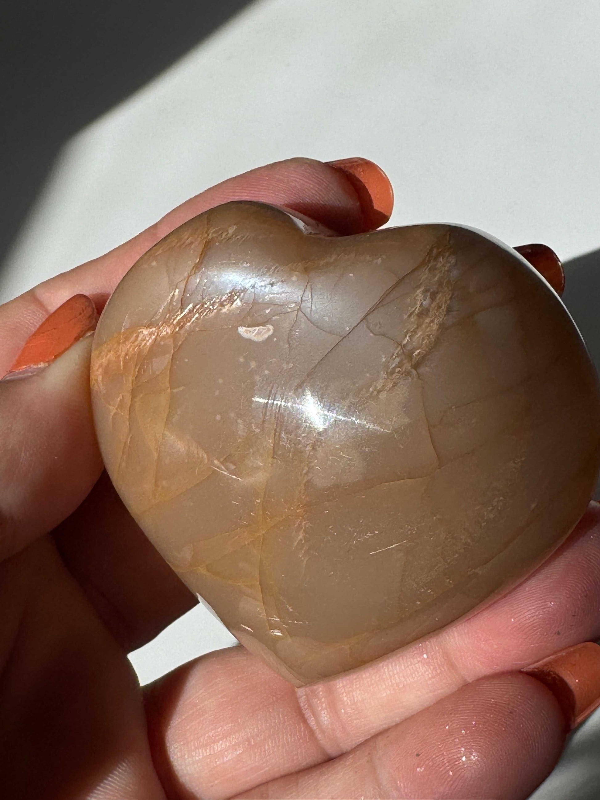 Peach Moonstone Heart #6 | perfect for nurturing energy | Bespoke Crystals NZ