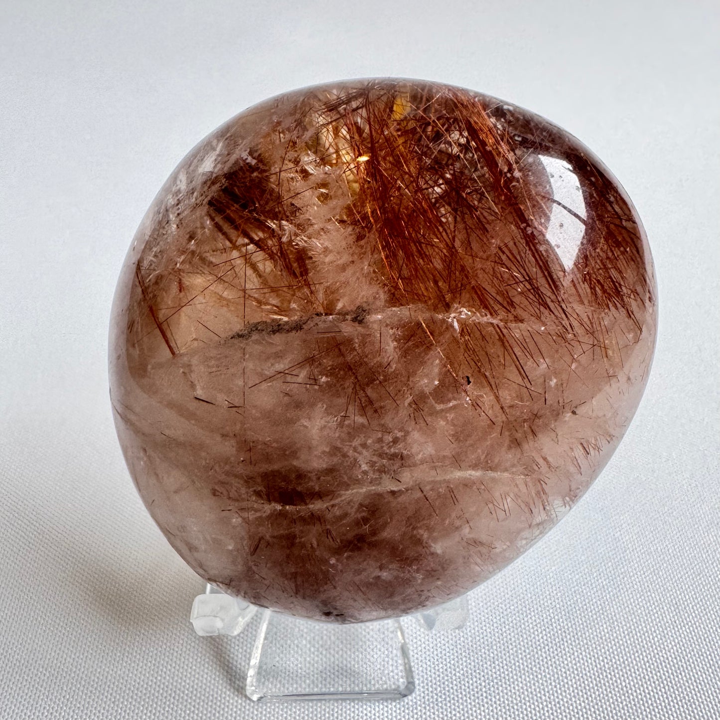 Red Copper Rutile in Quartz Lense #1| Bespoke Crystals