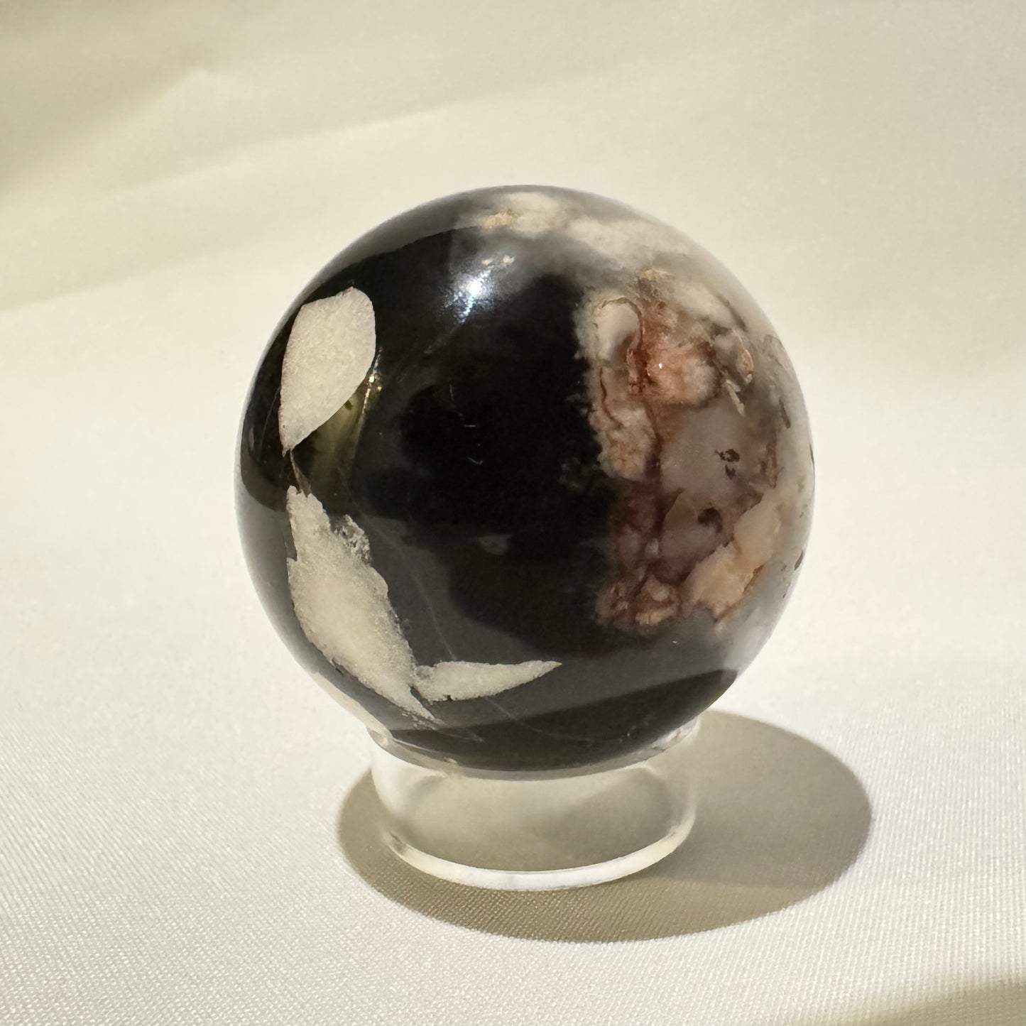 Black Flower Agate Sphere