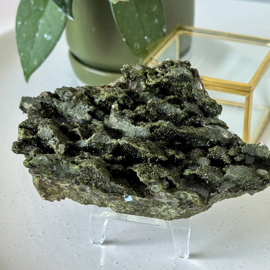 Forest Epidote Crystal with Quartz | Bespoke Crystals