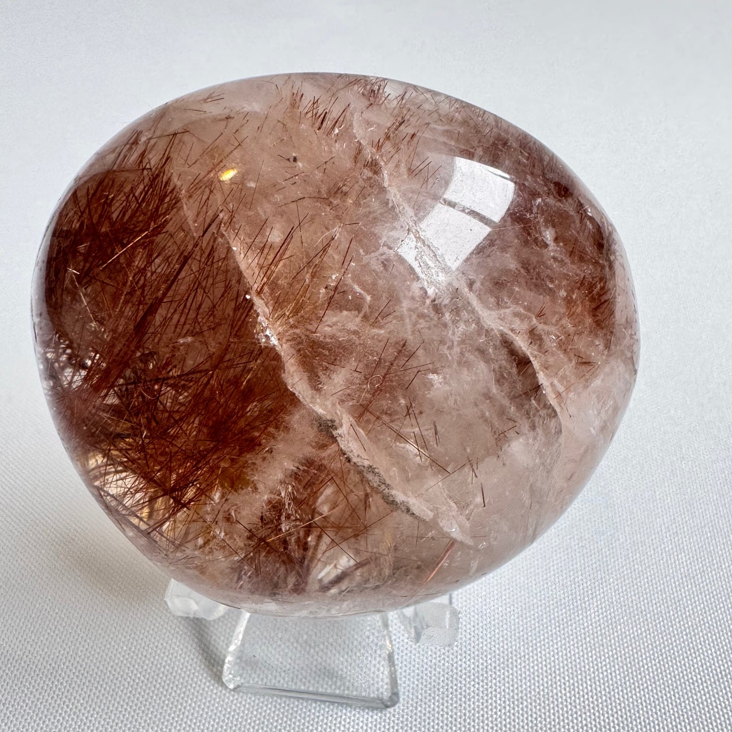 Red Copper Rutile in Quartz Lense #1| Bespoke Crystals
