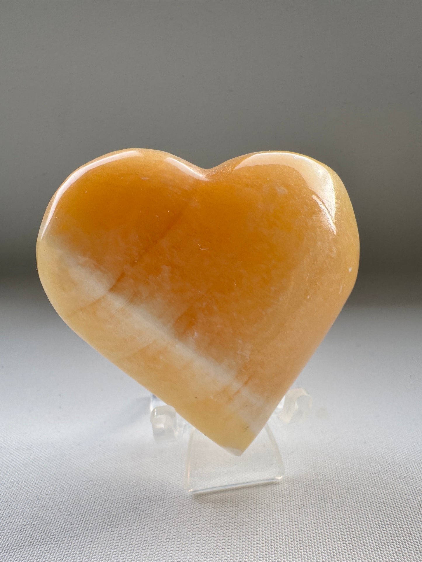 Orange Calcite Crystal Heart with Stand | Bespoke Crystals