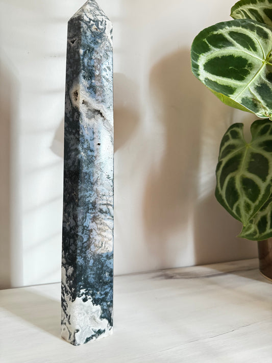 Moss Agate Druzy Tower | Bespoke Crystals NZ