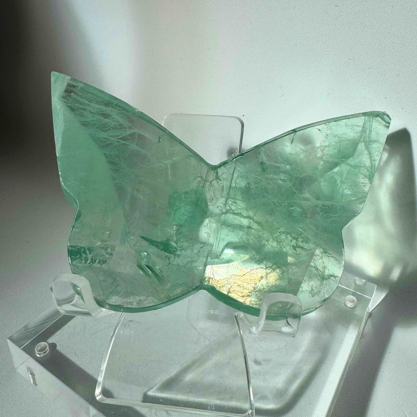Green Fluorite Crystal 3D Butterfly #2 highlighting its premium craftsmanship and peaceful energy properties.