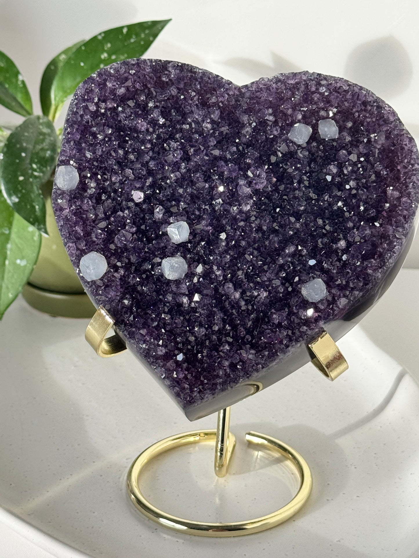 Large Amethyst Heart with Calcite | Bespoke Crystals NZ