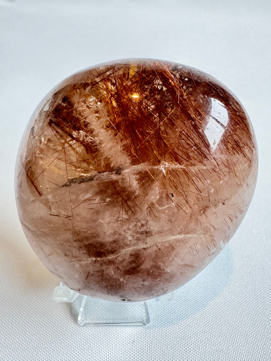 Red Copper Rutile in Quartz Lense #1| Bespoke Crystals
