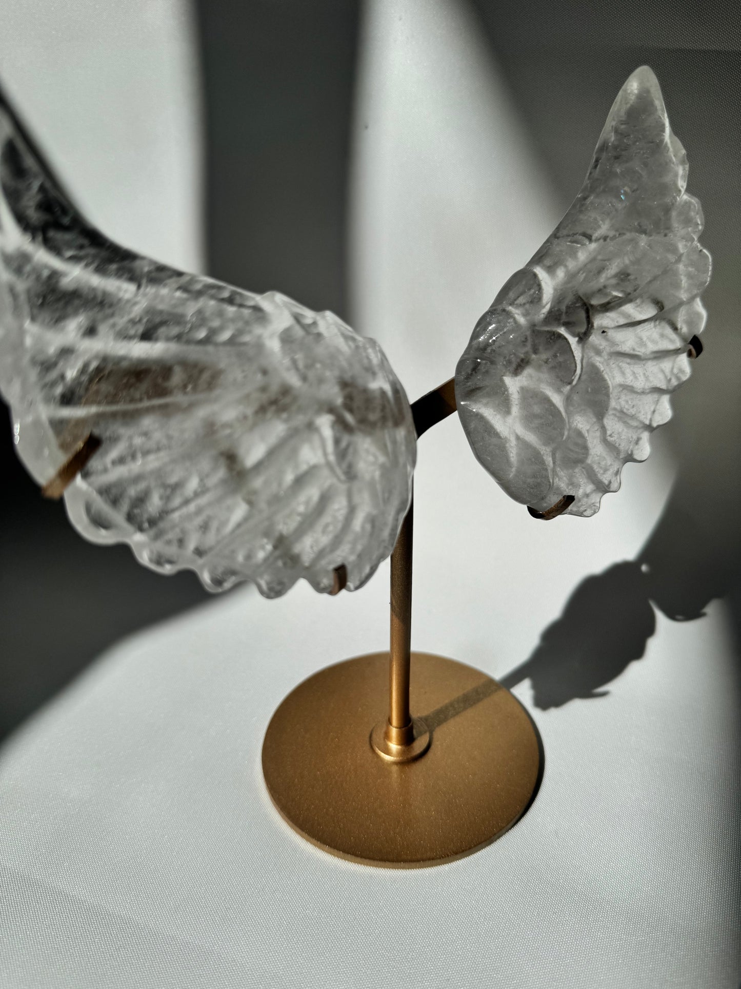 stunning Quartz Angel Wings on Gold Stand | Crystals online NZ