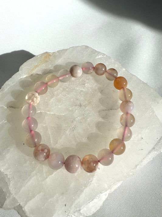 Flower Agate Bracelet 8mm