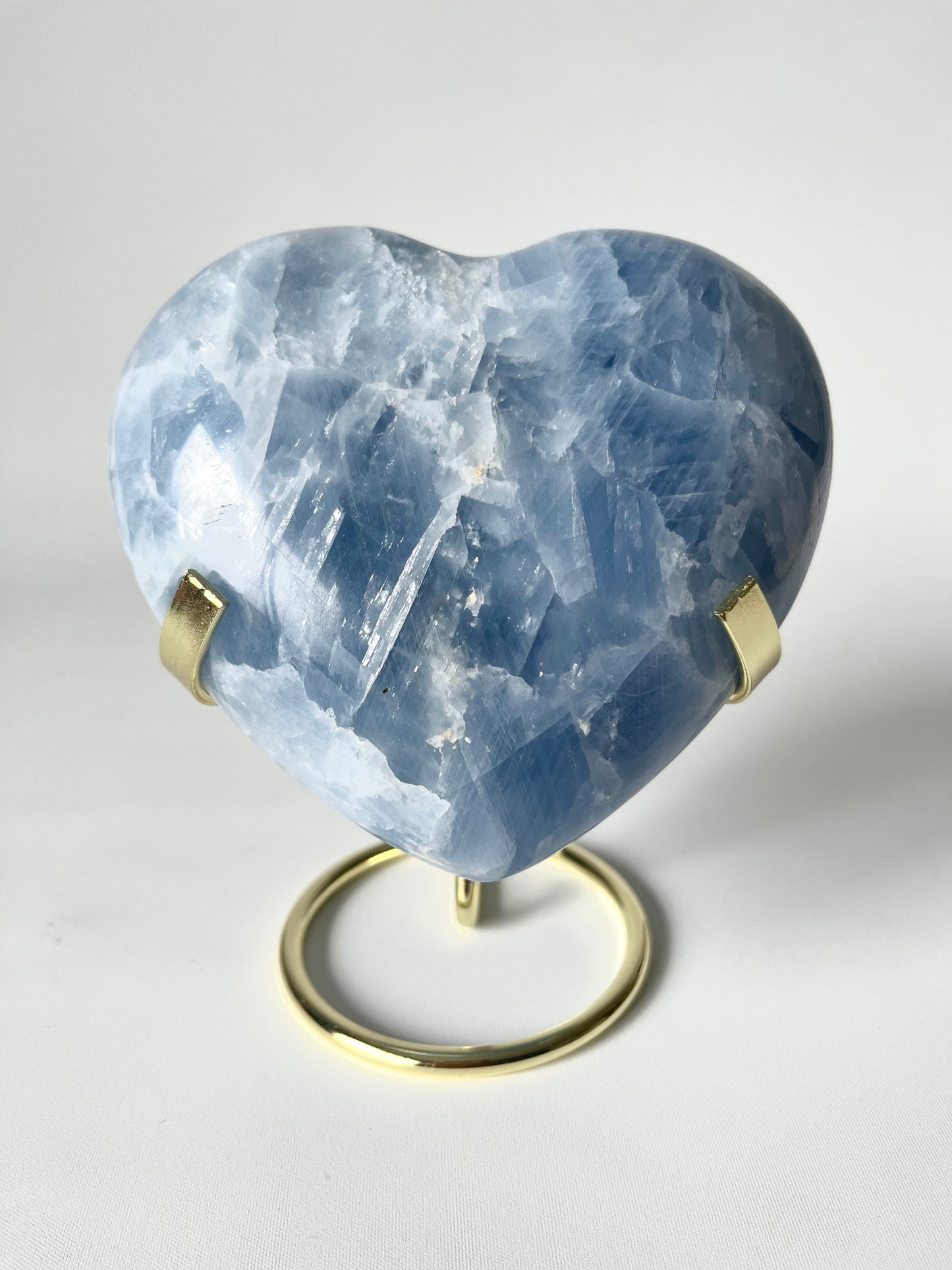 Blue Calcite Heart on Stand