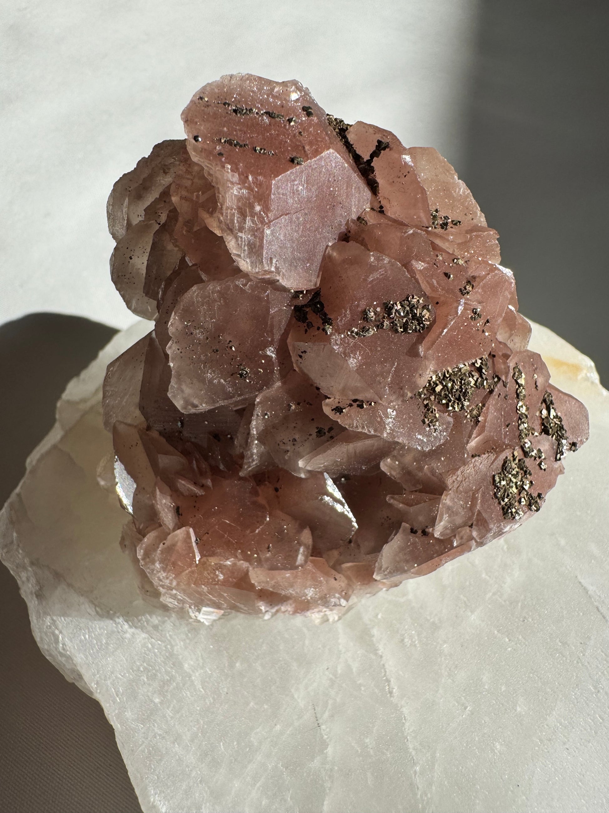 Rare Pink Benz Calcite Crystal with Chalcopyrite #2