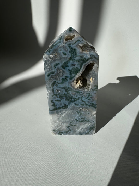 Moss Agate Druze Tower #1