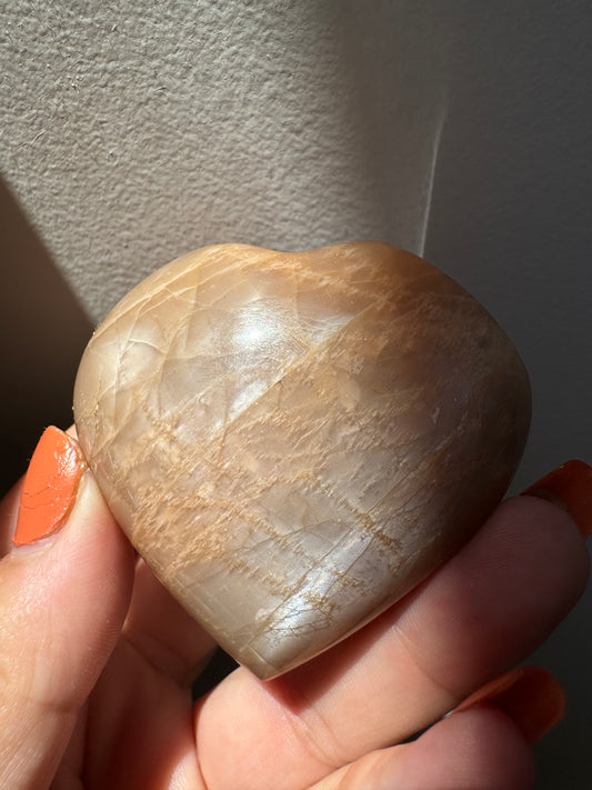 Peach Moonstone Heart #3