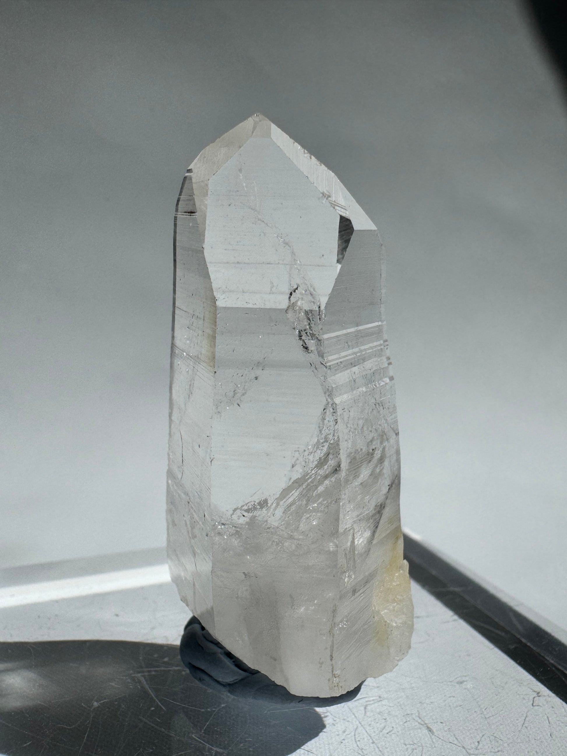 Silver Light Lemurian Seed Crystal featuring natural etchings and clarity, perfect for gemstone collectors and energy workers in New Zealand.