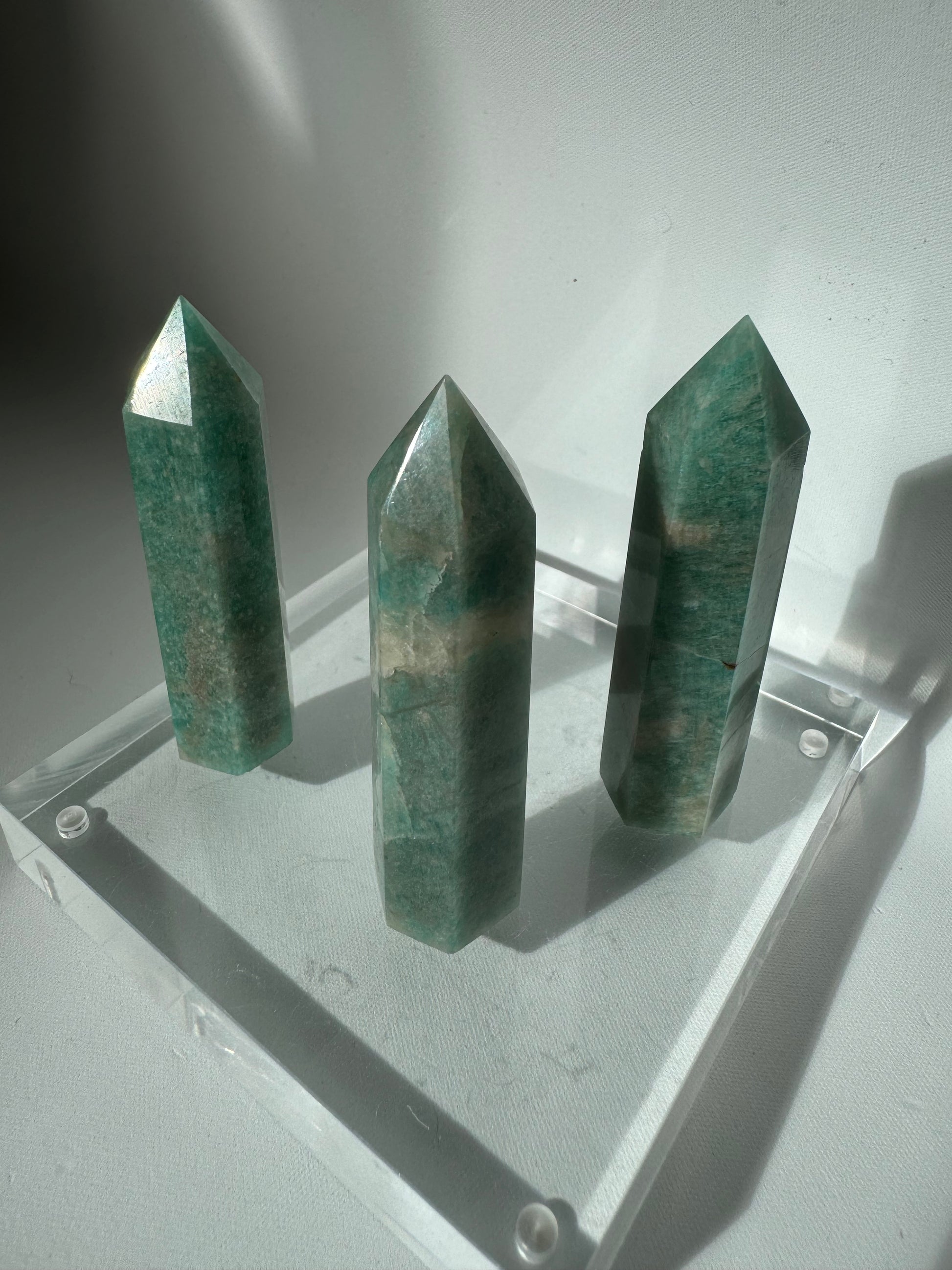 Set of three Amazonite Crystal Points | Bespoke Crystals 